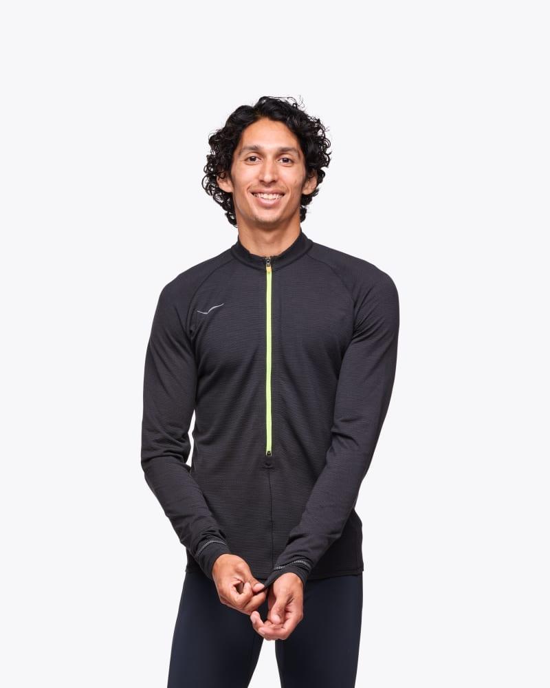 HOKA Mens BaseZip Long Sleeve Shirt in Black, Size XXL Product Image