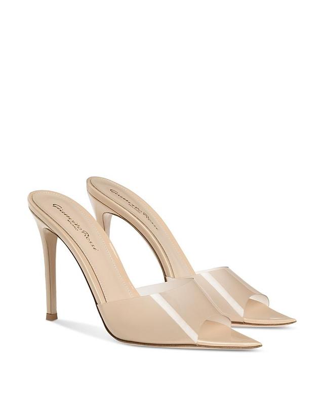 Gianvito Rossi Womens Elle Pointed Toe Beige High Heel Sandals Product Image