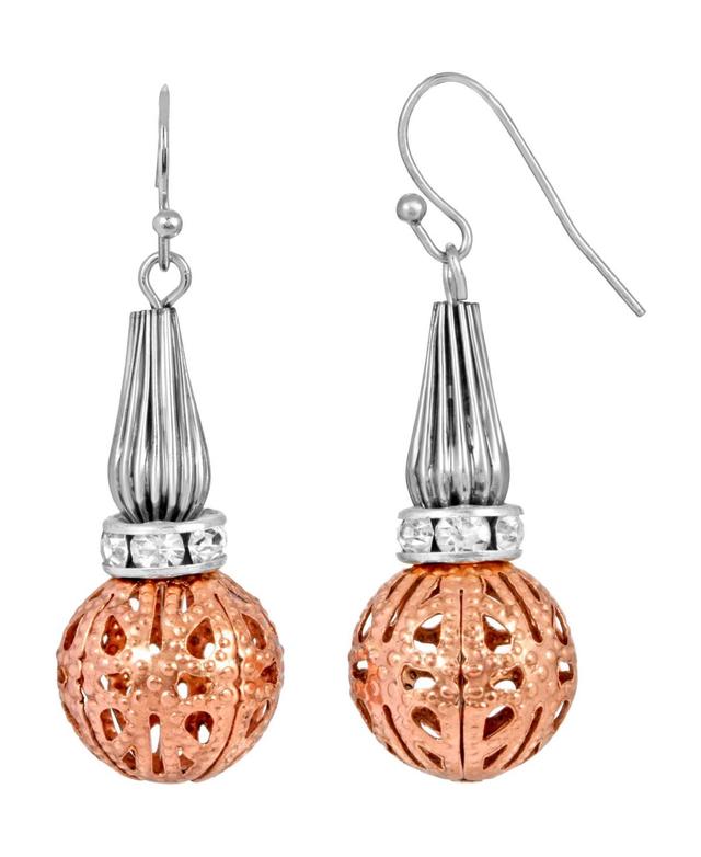 1928 Two-Tone Filigree Bead Drop Earrings, Womens, Multi Product Image