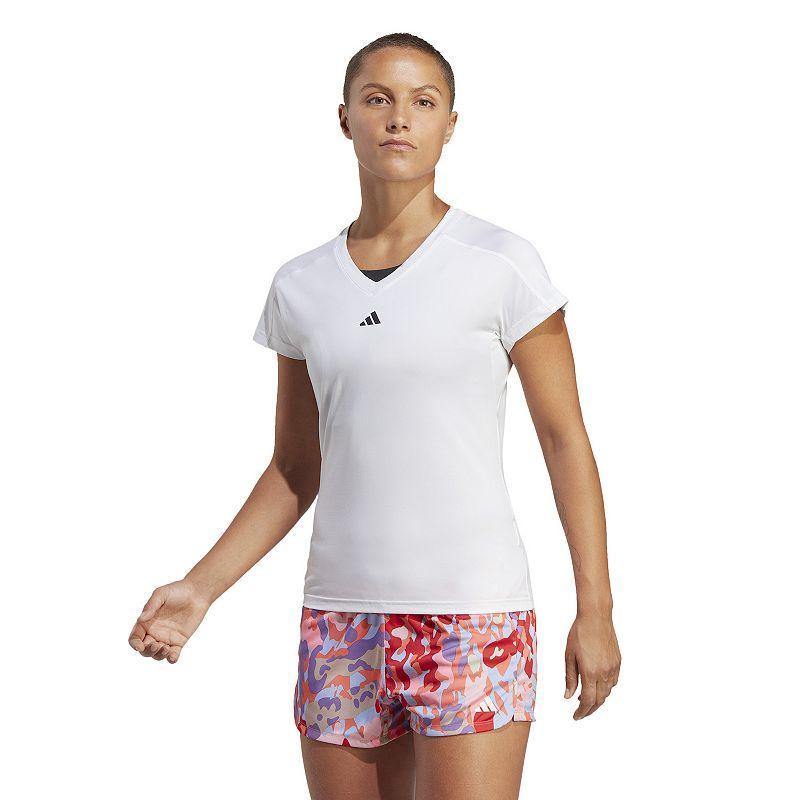 adidas Aeroready Train Essentials Minimal Branding V-Neck T-Shirt (Wonder Orchid) Women's Clothing Product Image