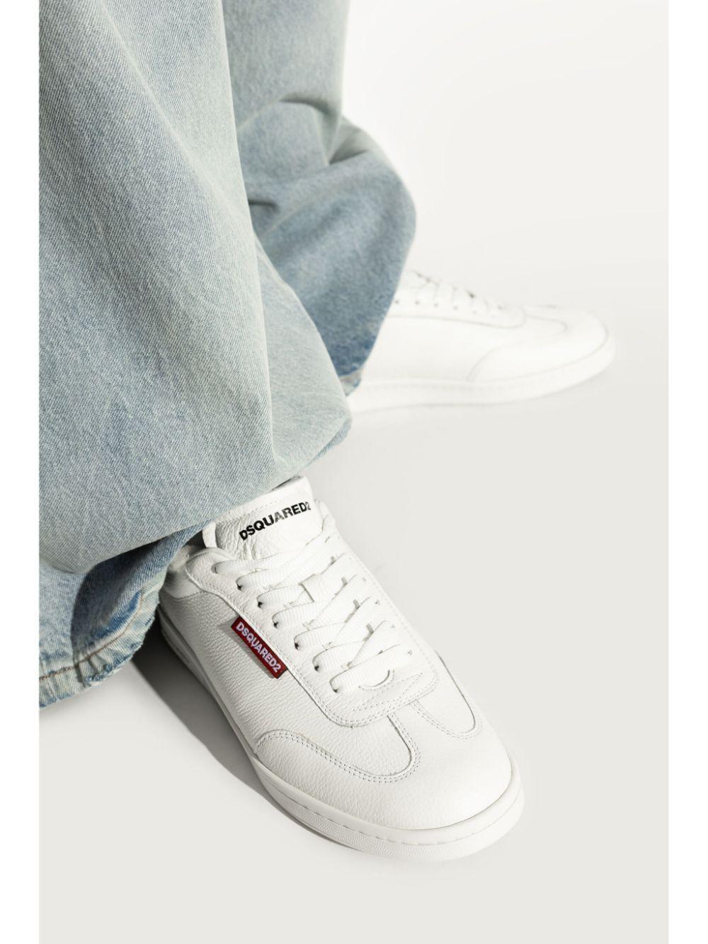 DSQUARED2 Boxer Leather Sneakers In Bianco Product Image