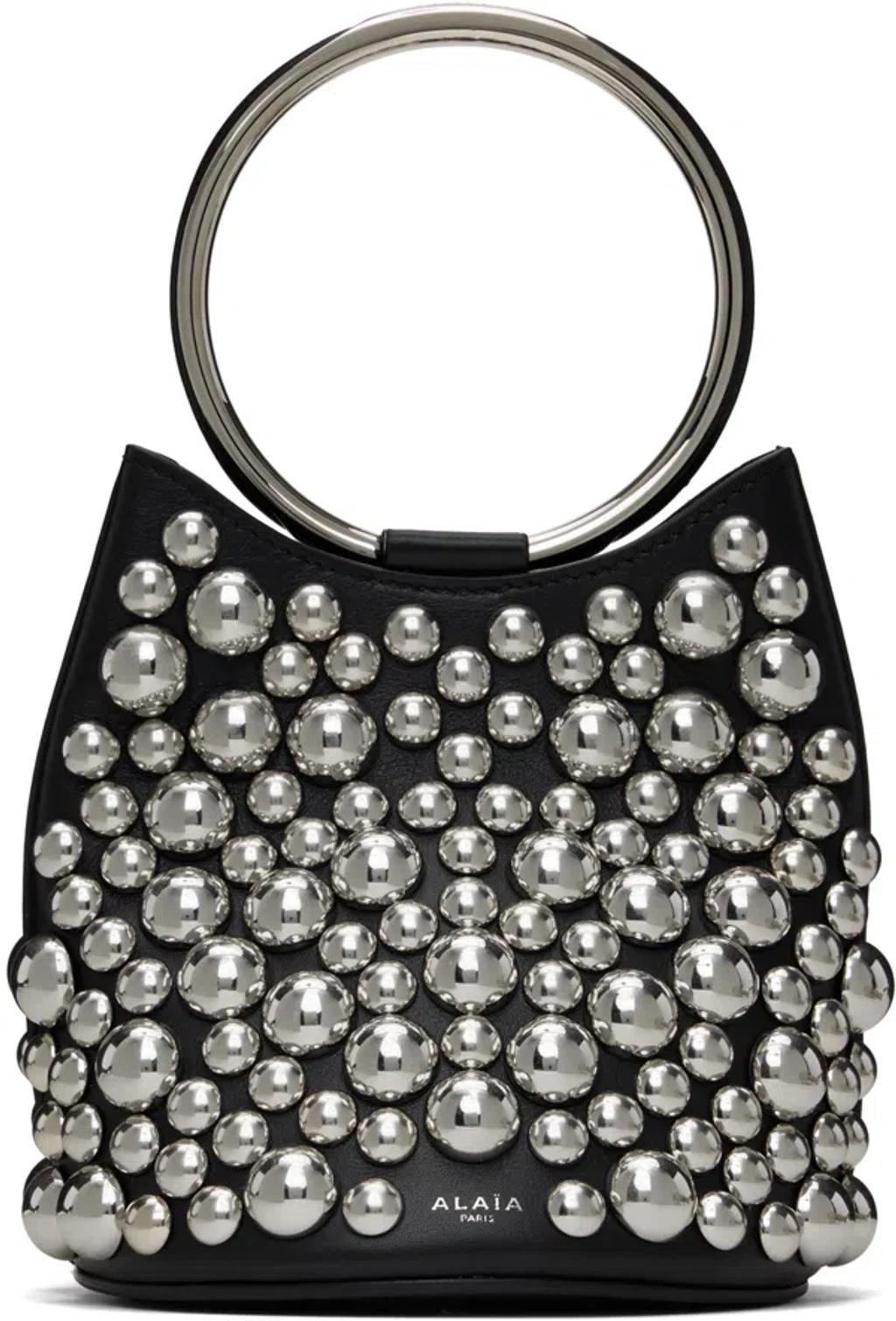 Mini Bubble Ring Bucket Bag In Leather In Black Product Image