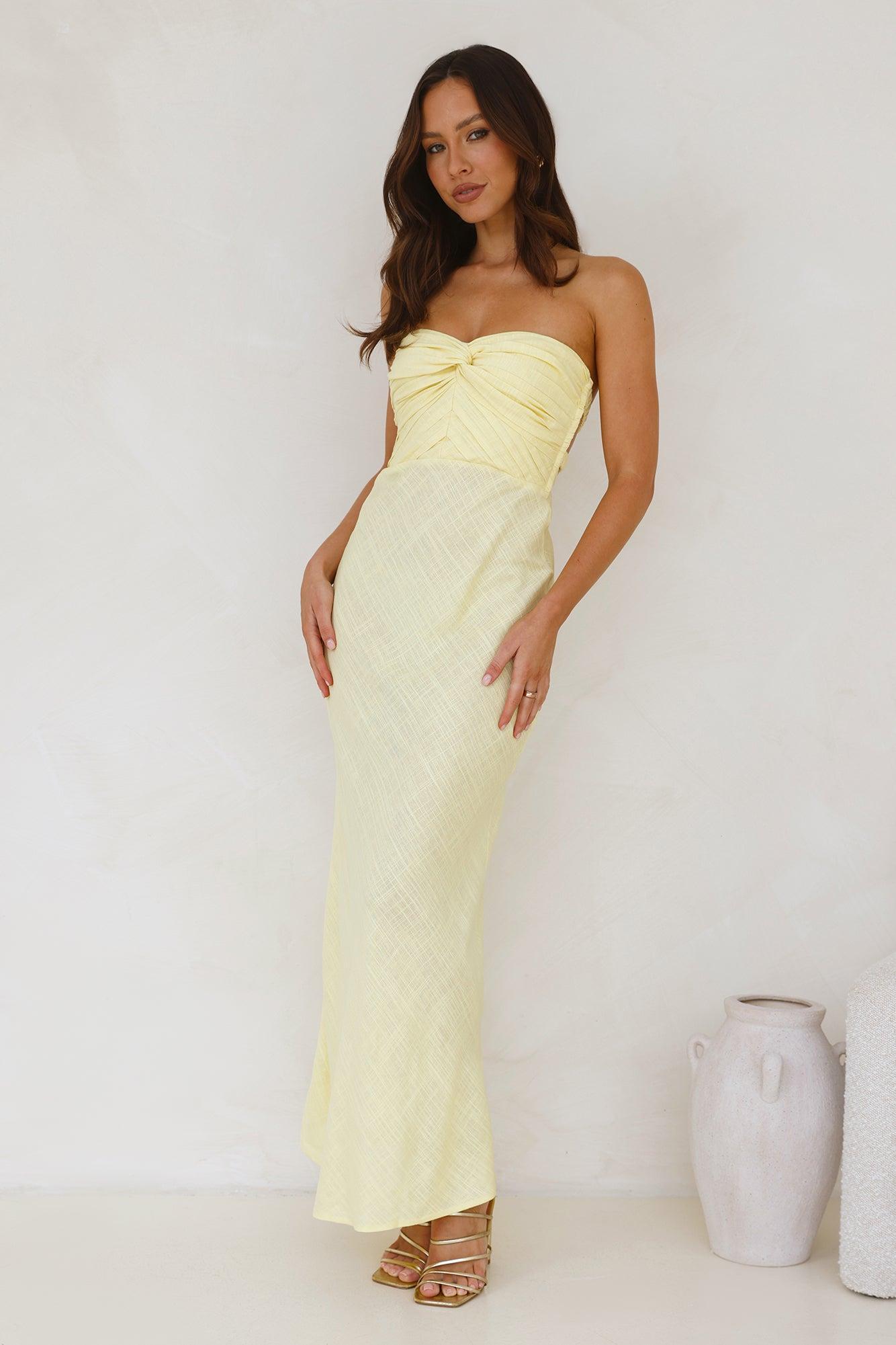 Slow Days Strapless Maxi Dress Yellow Product Image