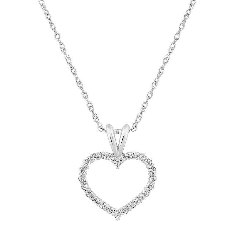 Alyson Layne 14k Gold 1/4 Carat T.W. Diamond Heart Pendant Necklace, Womens 14k White Gold Product Image