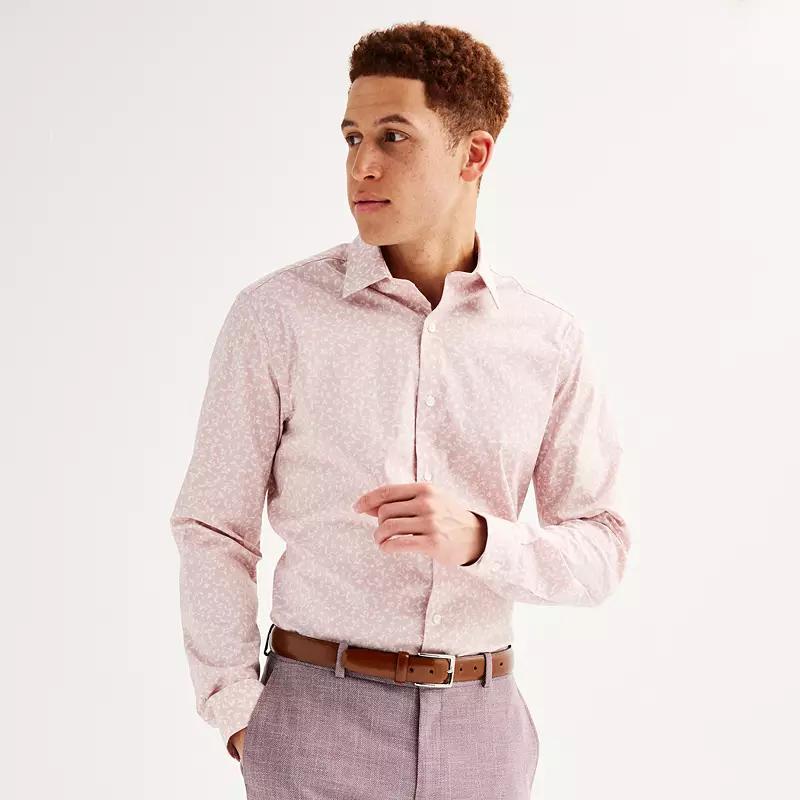 Mens Apt. 9 Premier Flex Regular-Fit Wrinkle Resistant Dress Shirt Red Geo Print Product Image