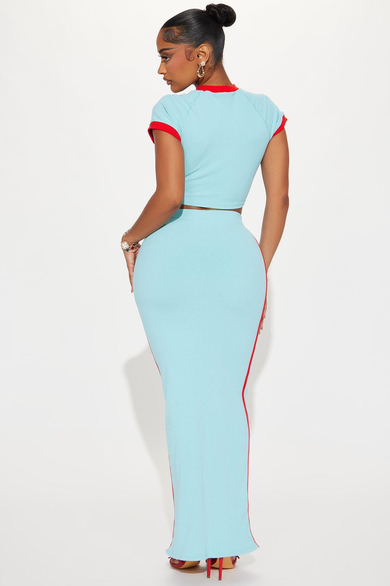 Belle Snatched Skirt Set - Turquoise/combo Product Image