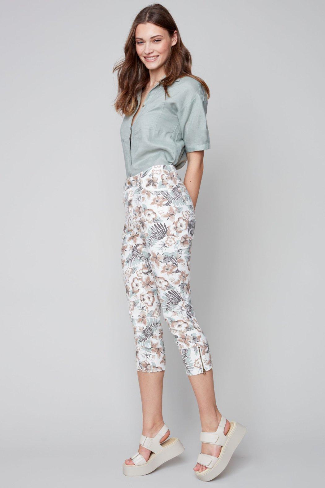 Printed cargo capri pant Female Product Image