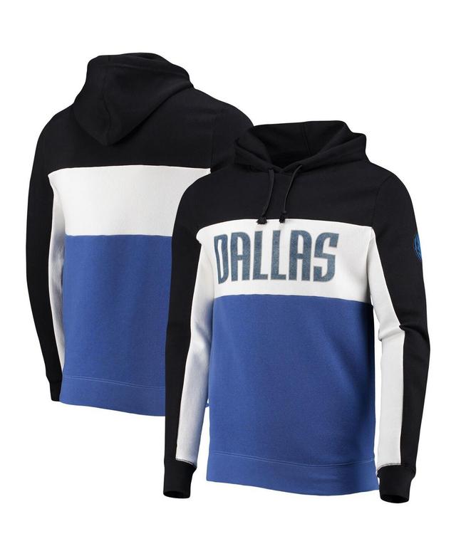 Mens Junk Food Black/White Dallas Mavericks Wordmark Colorblock Fleece Pullover Hoodie Product Image