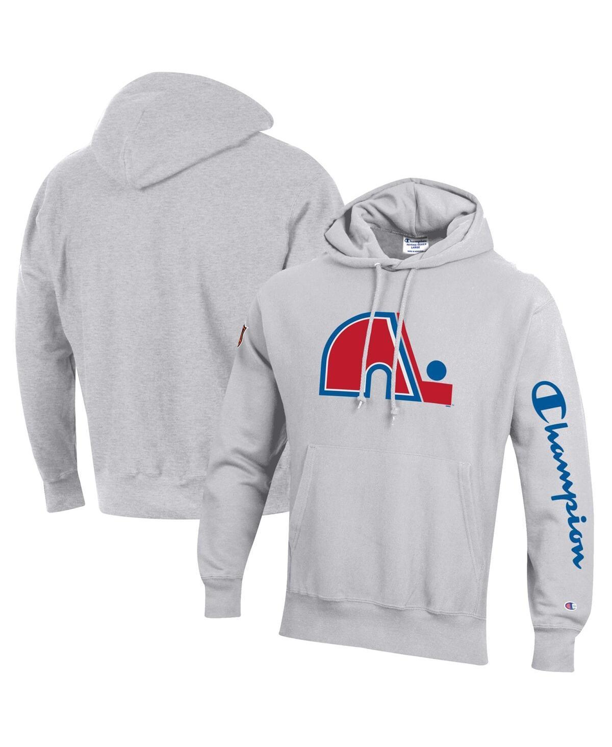 Mens Champion Heathered Gray Quebec Nordiques Reverse Weave Pullover Hoodie Product Image