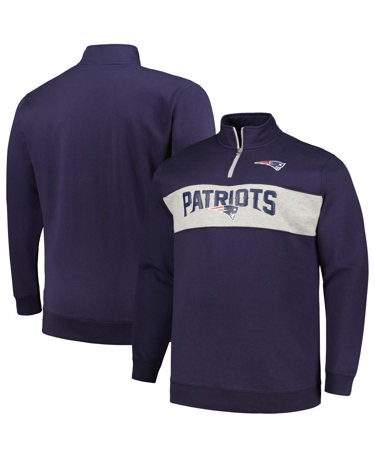 Mens Profile New England Patriots Big & Tall Fleece Quarter-Zip Jacket Blue Product Image