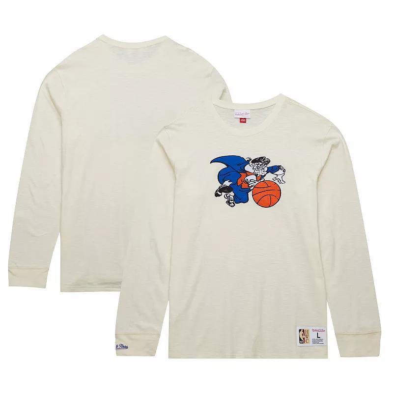 Mitchell & Ness Mens Cream New York Knicks Hardwood Classics Vintage-like Long Sleeve T-Shirt Product Image