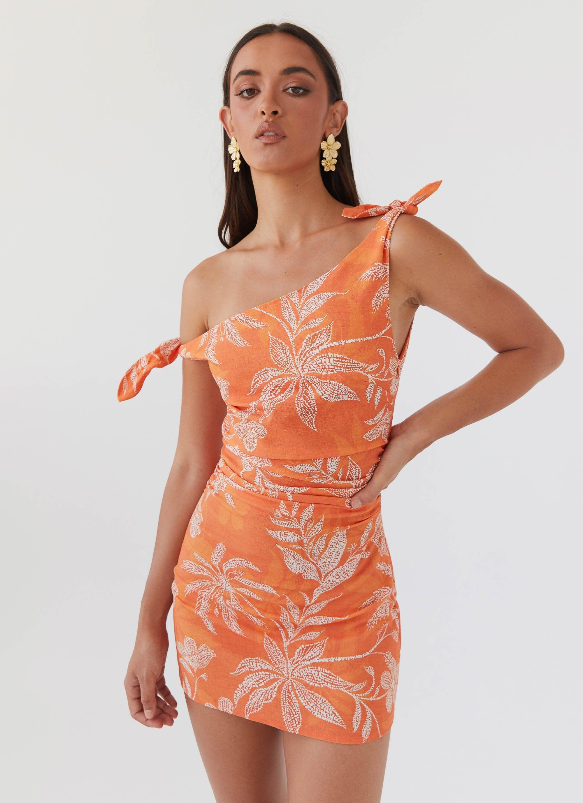 Amazonia Linen Mini Dress - Tropic Sunset Product Image