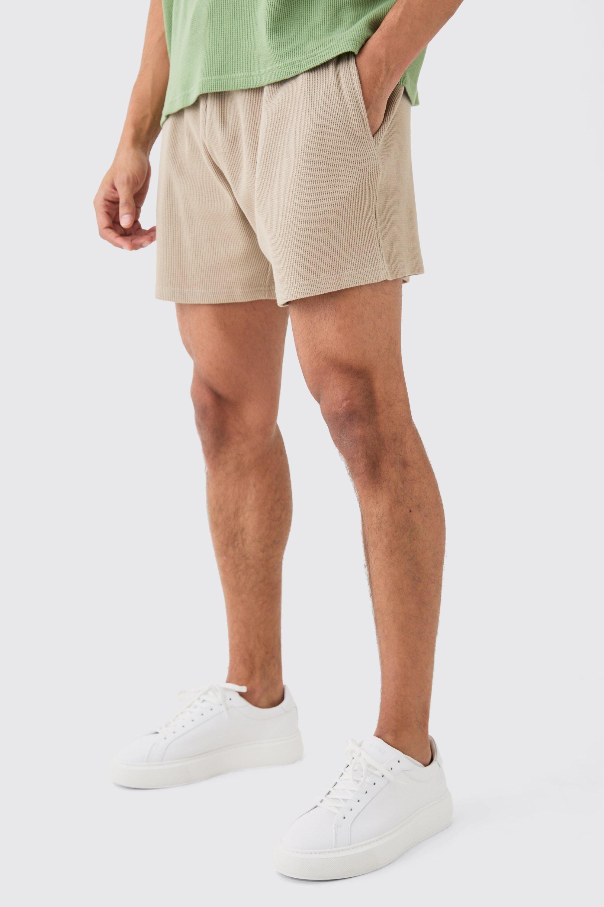 Relaxed Short Length Waffle Short | boohooMAN USA Product Image