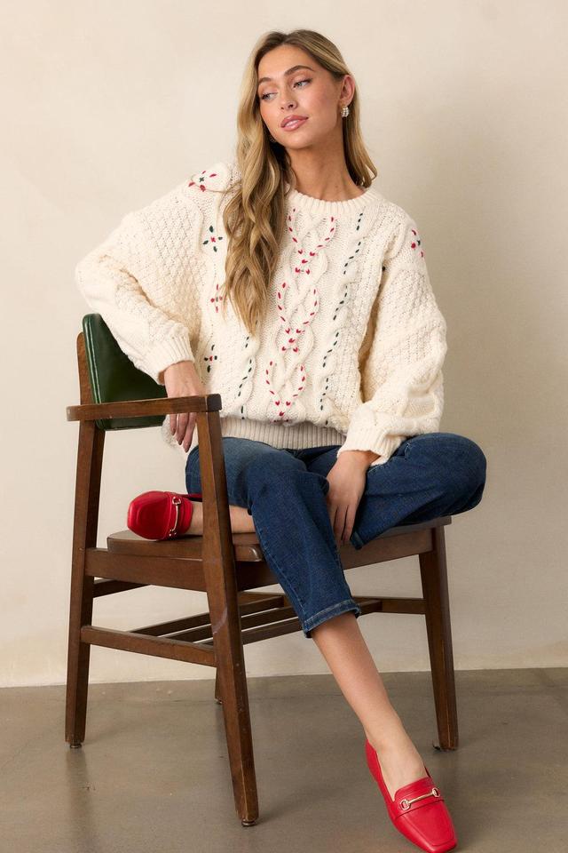 Totally Smitten Ivory Knit Sweater Top Product Image