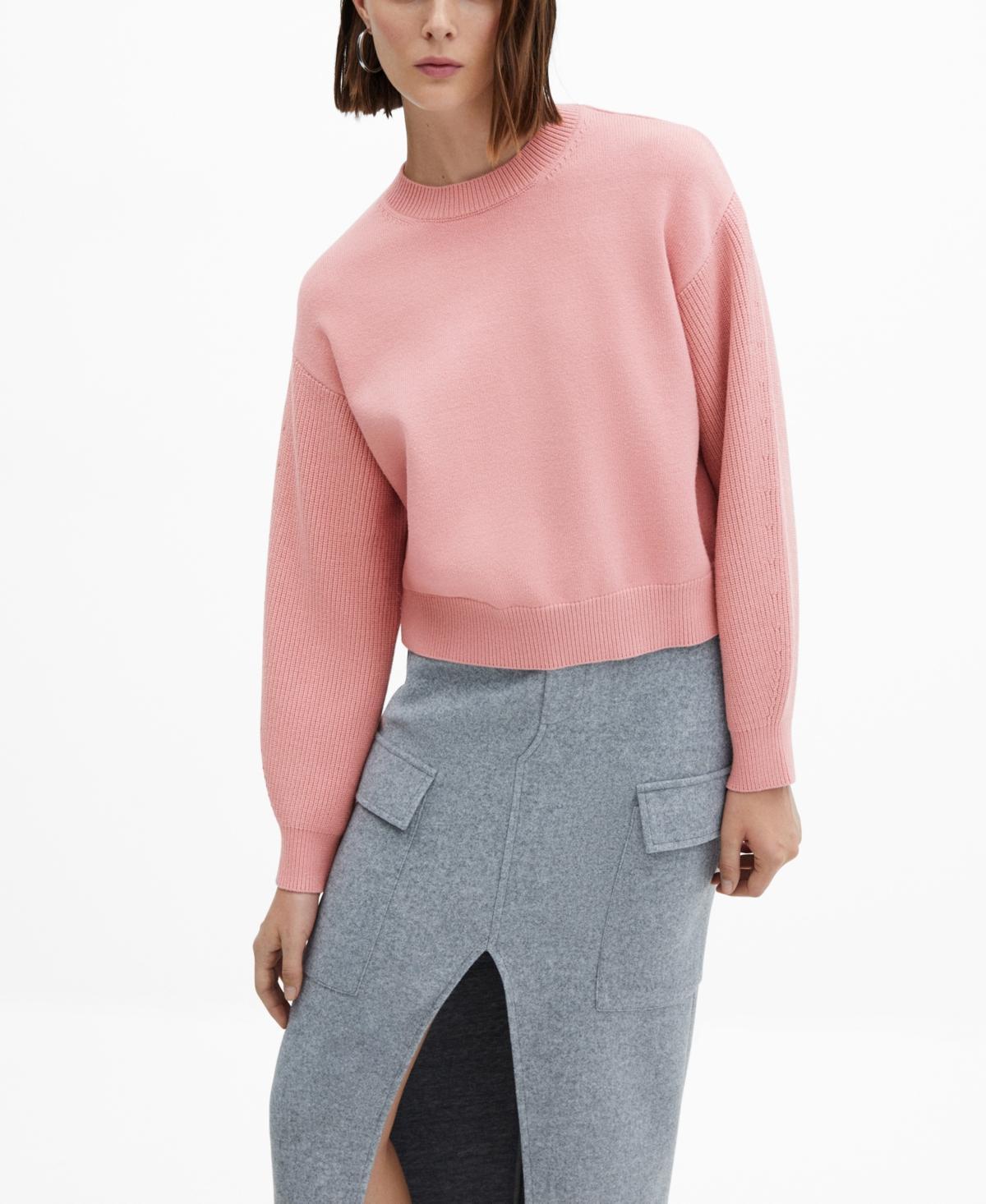 MANGO - Round-neck knitted sweater pinkWomen Product Image