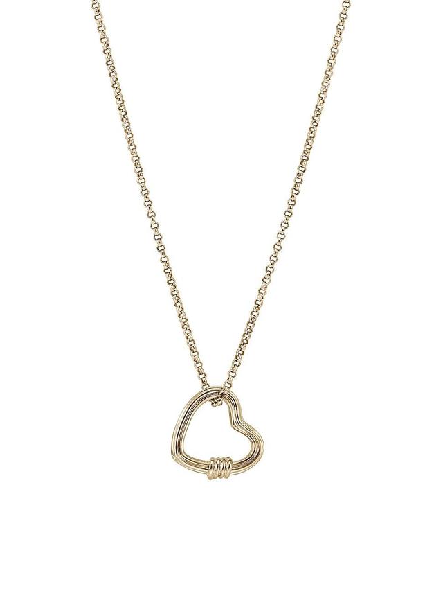 Womens Bamboo 14K Yellow Gold & 0.06 TCW Diamond Heart Pendant Necklace Product Image