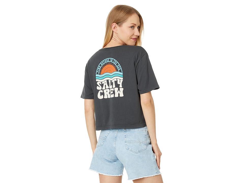 Salty Crew Sundown Crop Tee (Charcoal) Women's Clothing Product Image