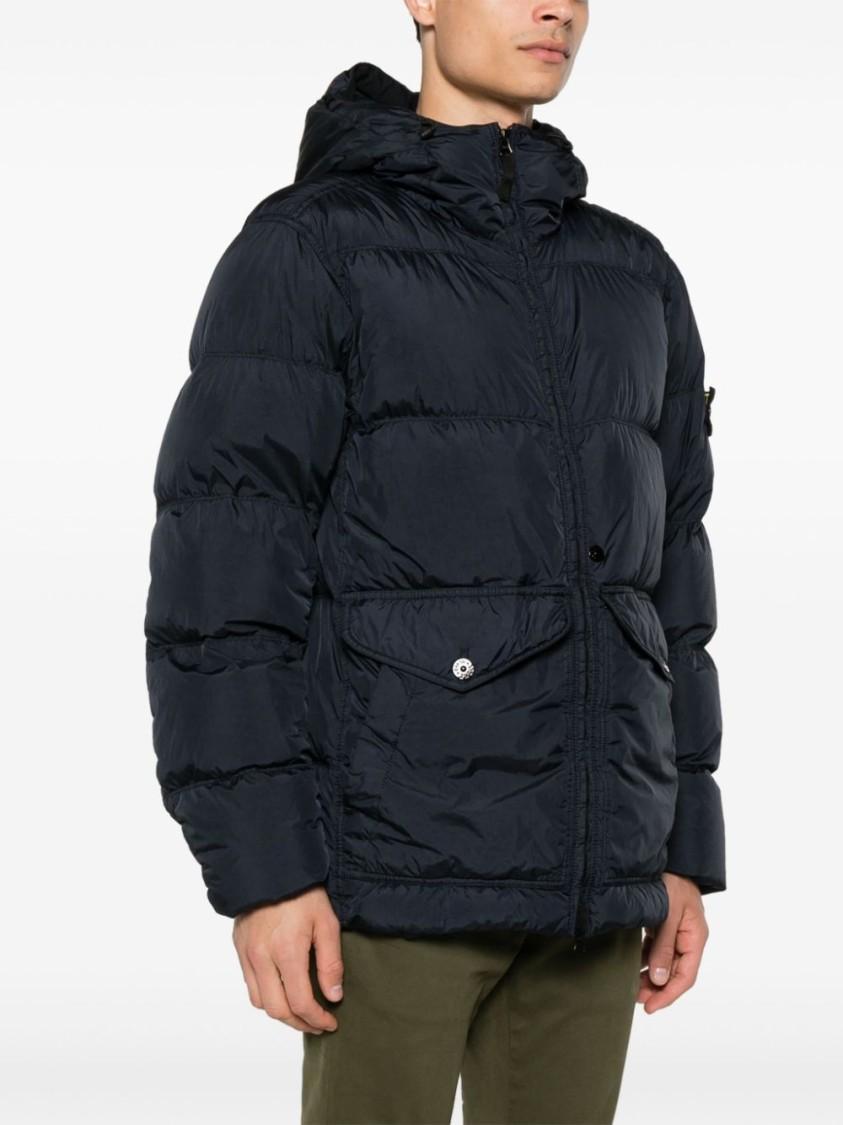 STONE ISLAND Parka Coat With High-quality Duck Down Insulation And Functional Pockets In Black Product Image