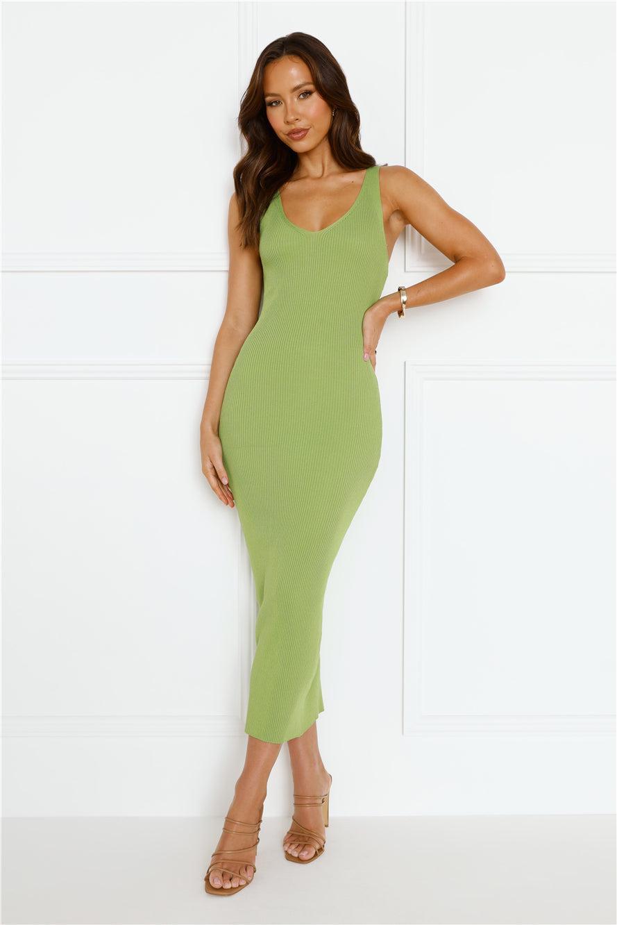 Rotation Ribbed Midi Dress Green Product Image