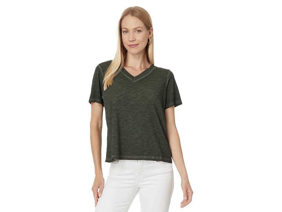 Eileen Fisher V-Neck Short Sleeve Tee (Seaweed) Women's T Shirt Product Image