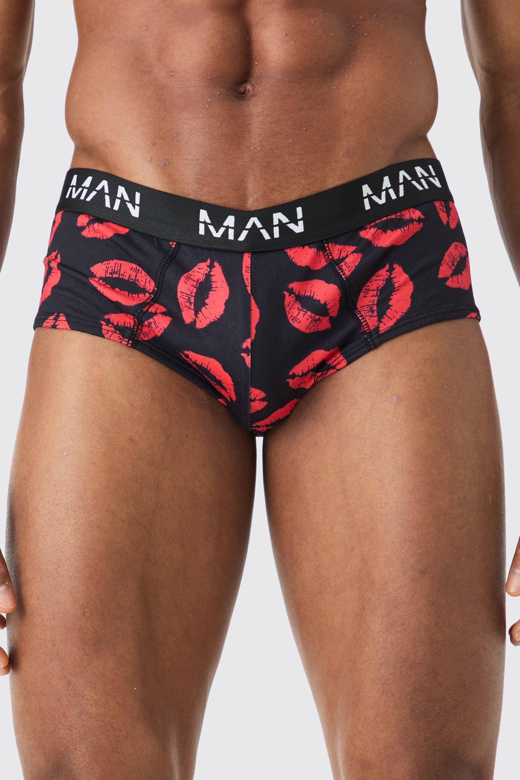 Man Lips Printed Briefs | boohooMAN USA Product Image