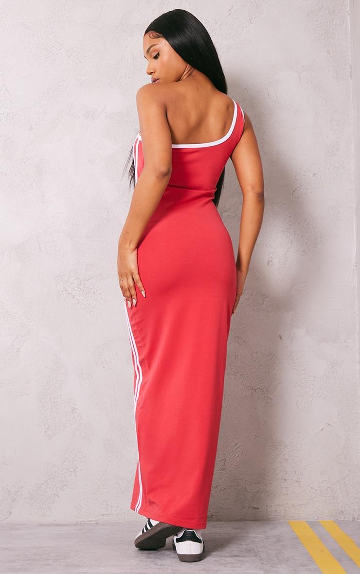  Red Contrast Stripe One Shoulder Midaxi Dress Product Image