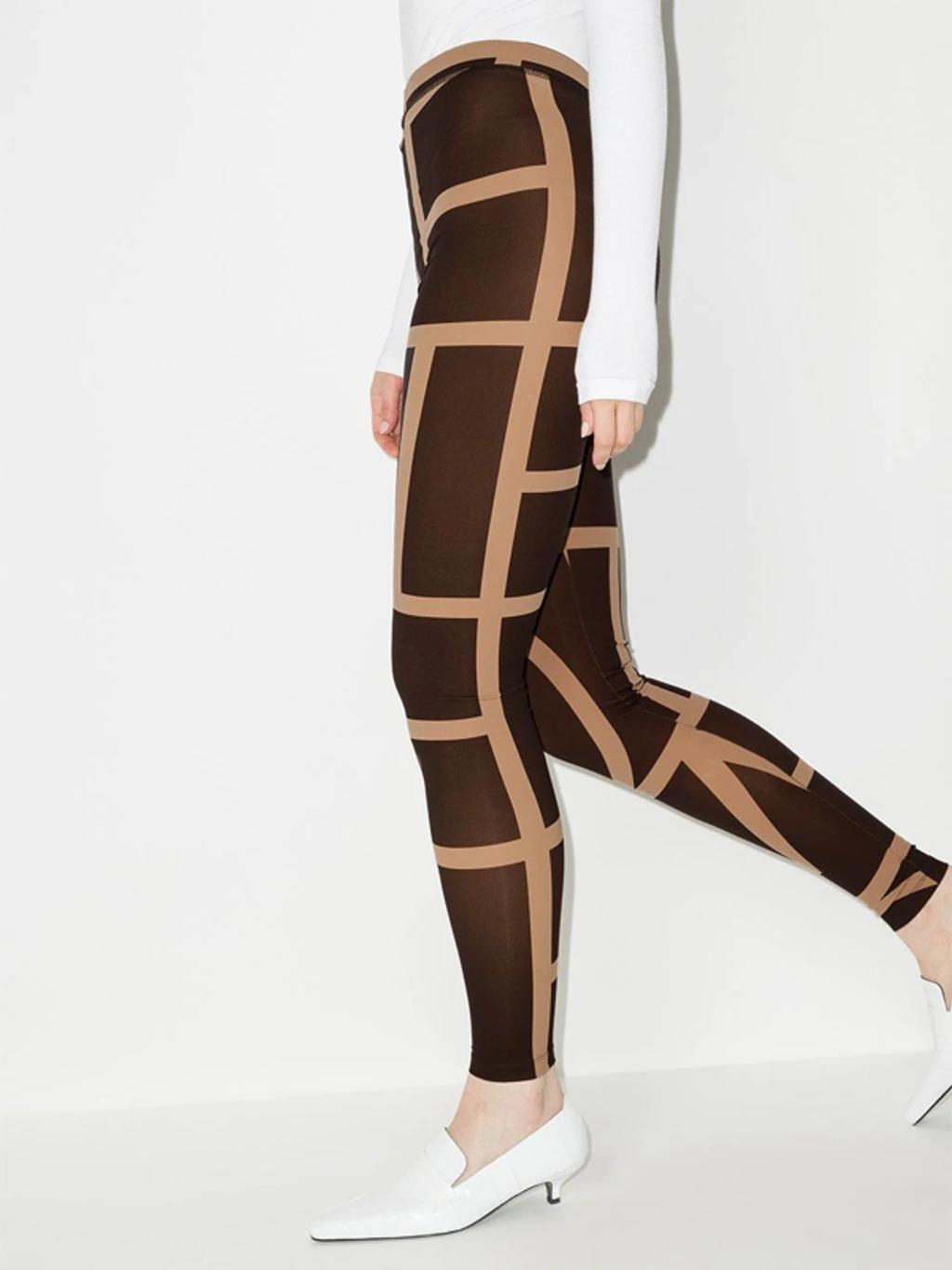 Brown High Waist Monogram Leggings In Brown Monogram Product Image