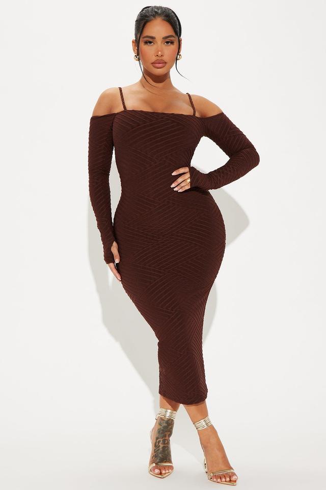 Paola Textured Midi Dress - Chocolate Product Image