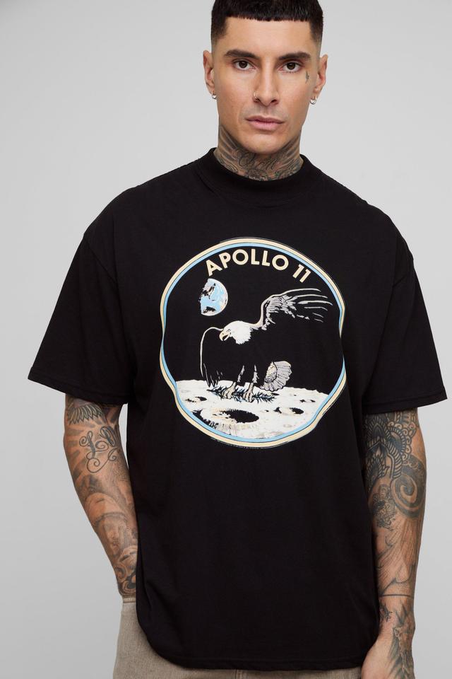 Tall Oversized Nasa Eagle Moon License T-Shirt | boohooMAN USA Product Image