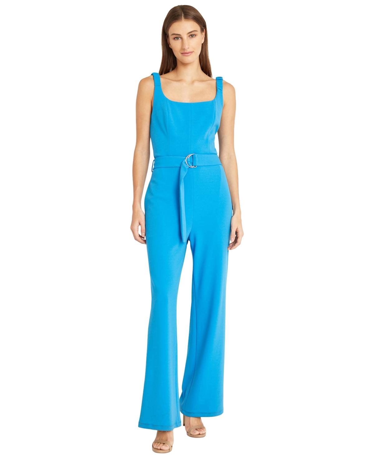 Donna Morgan Womens Square-Neck Belted Jumpsuit Product Image