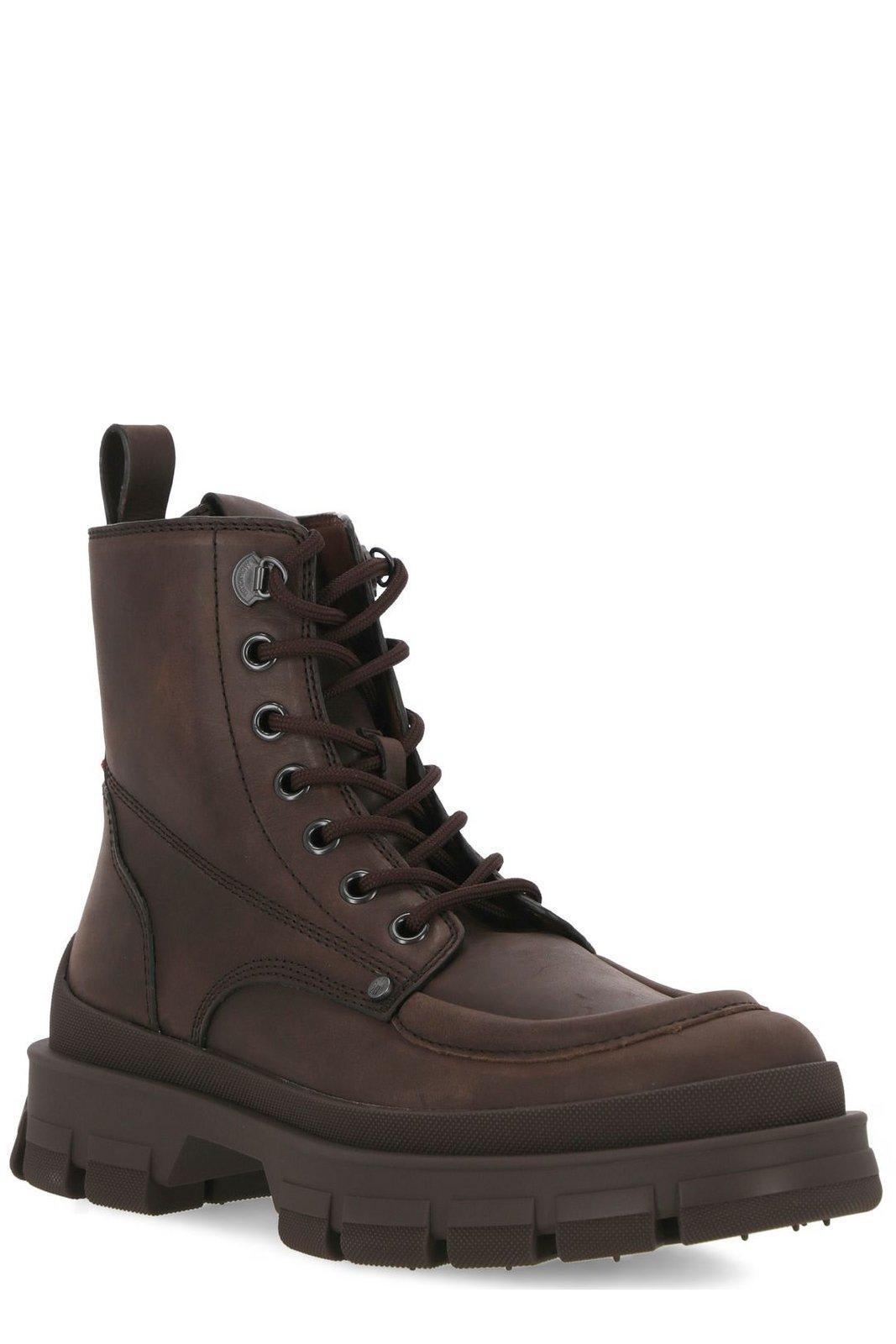 MONCLER 7.8cm Hevea Leather Ankle Boots In Brown Product Image