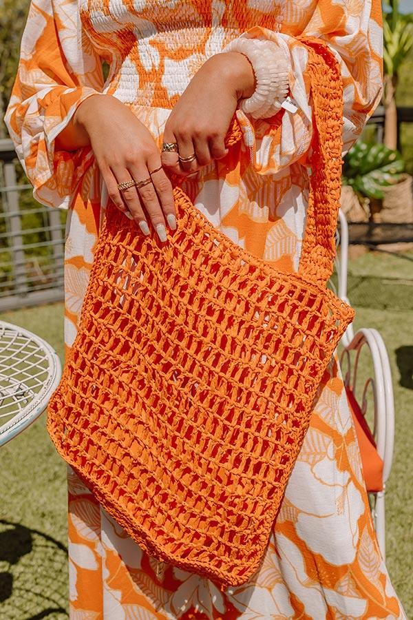 Somewhere In The Tropics Woven Tote In Orange Product Image