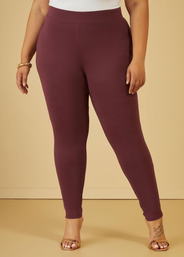 Plus Size Pull On High Rise Ponte Leggings, - Ashley Stewart Product Image