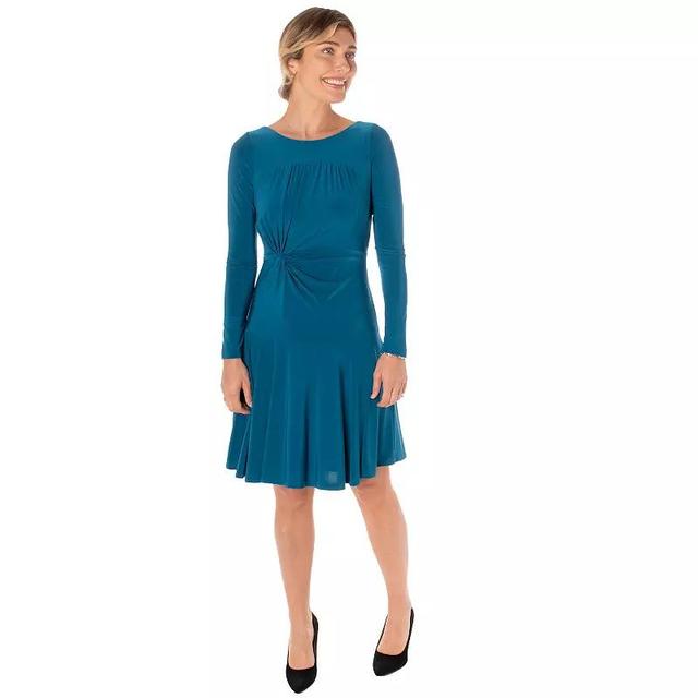 Womens Taylor Long Sleeve Side Knot A-Line Midi Dress Aegean Blue Product Image