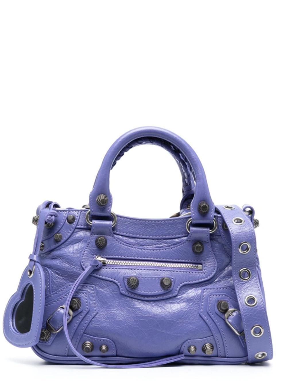 Le Cagole Small Leather Shoulder Bag In Violet Product Image