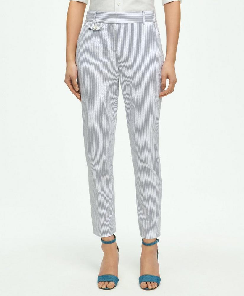 Classic Striped Seersucker Pants in Cotton Blend Product Image