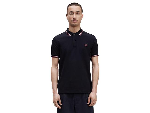 Fred Perry Twin Tipped Shirt (Navy/Dusty Rose Pink/Oxblood) Men's Short Sleeve Knit Product Image