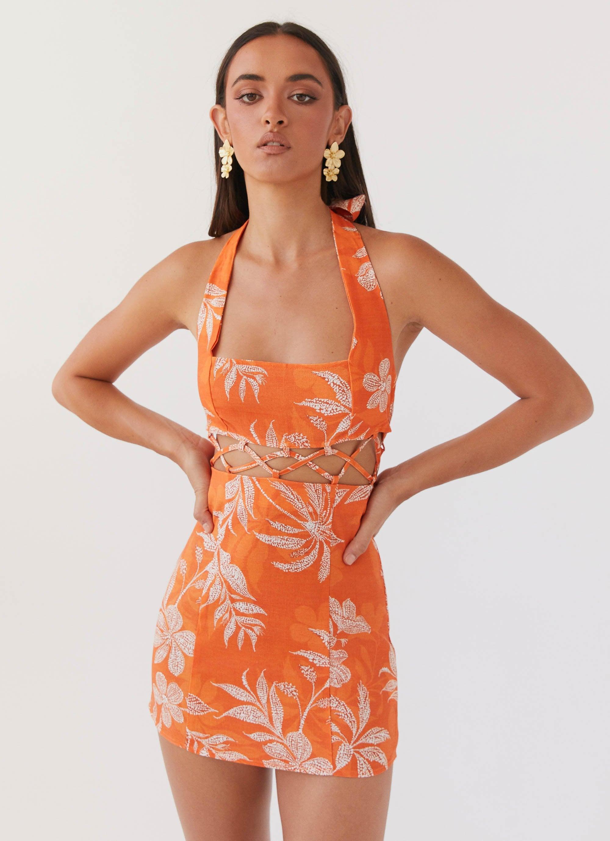 Lyra Linen Mini Dress - Tropic Sunset product image