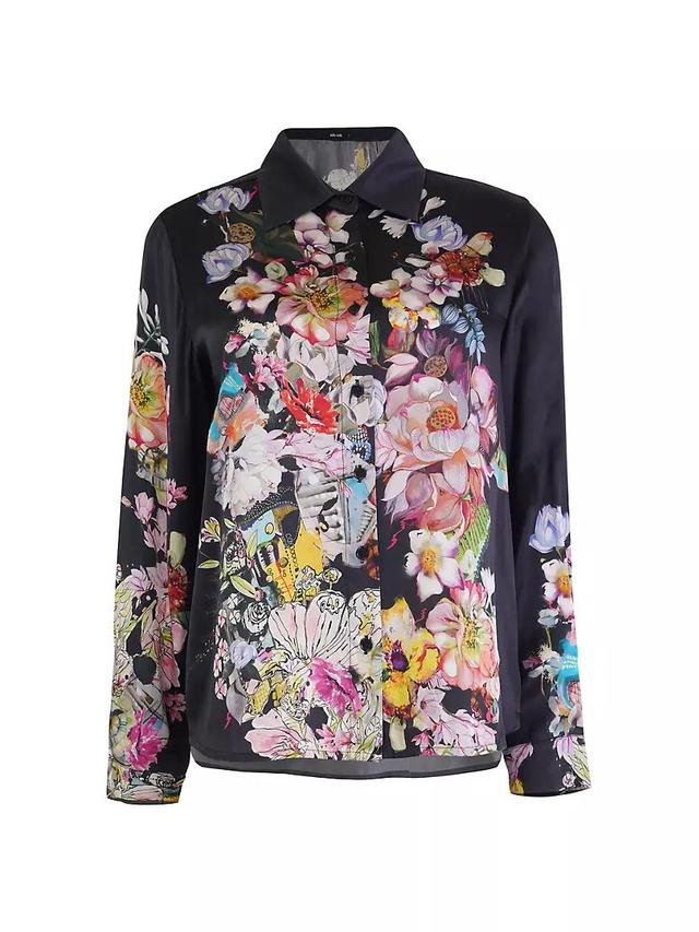 Floral Silk Button-Front Shirt Product Image