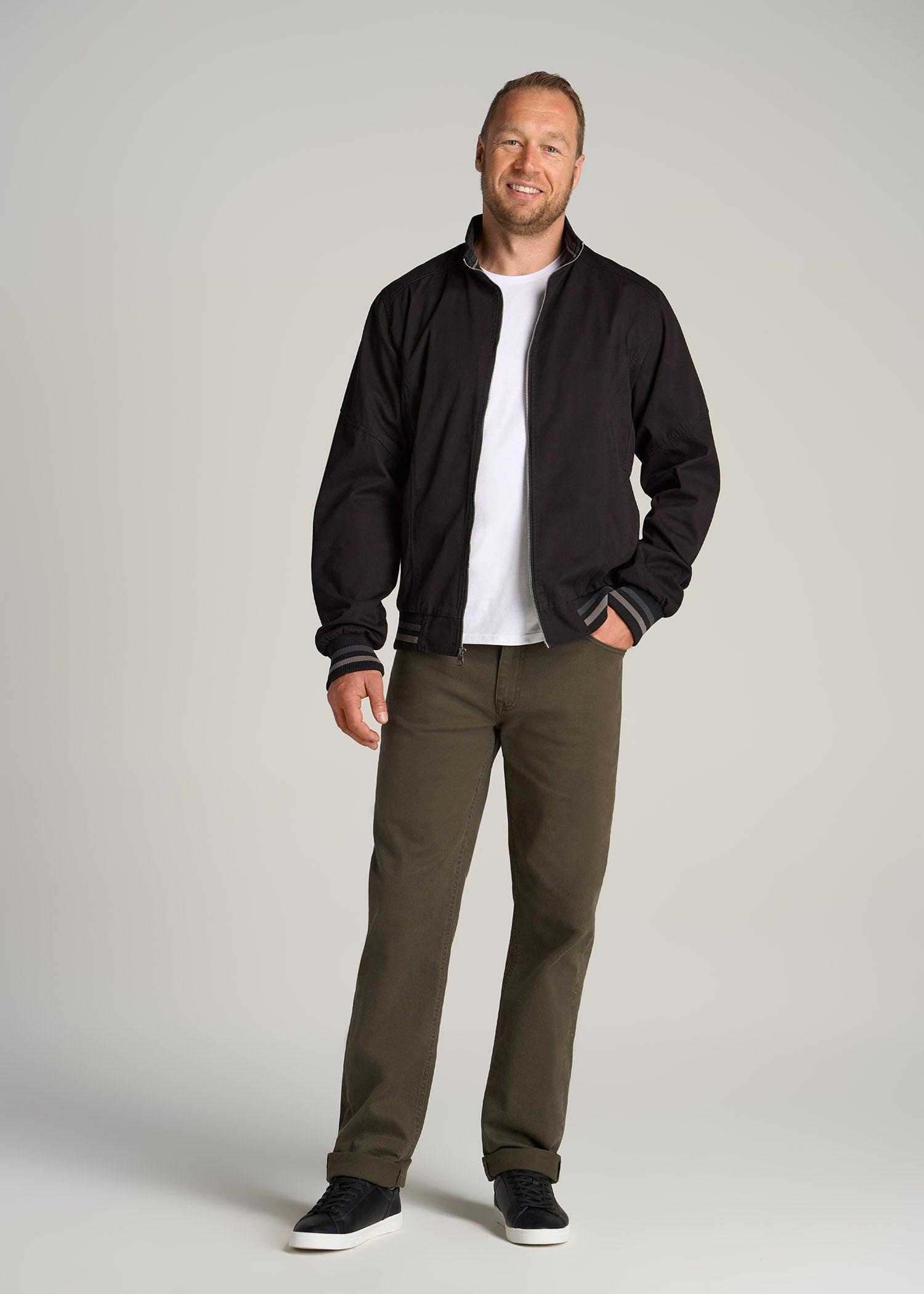 LJ&S Cotton Bomber Jackets for Tall Men in Black Male Product Image