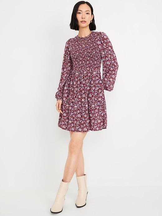 Fit &amp; Flare Long-Sleeve Mini Dress Product Image