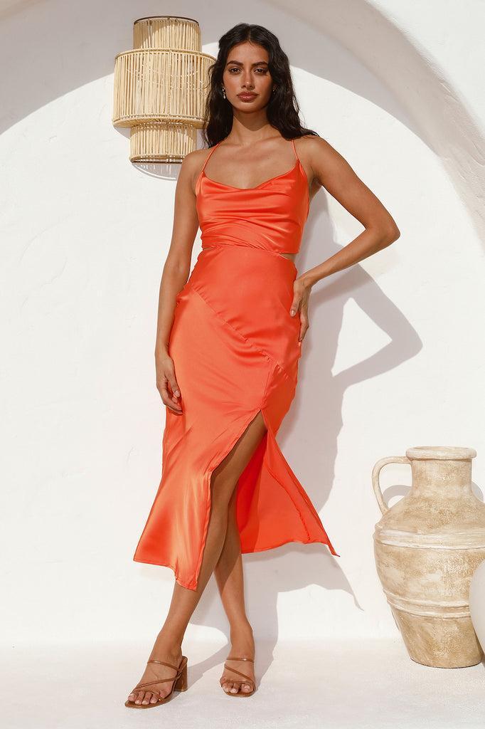 Mystery Lady Midi Dress Orange Product Image