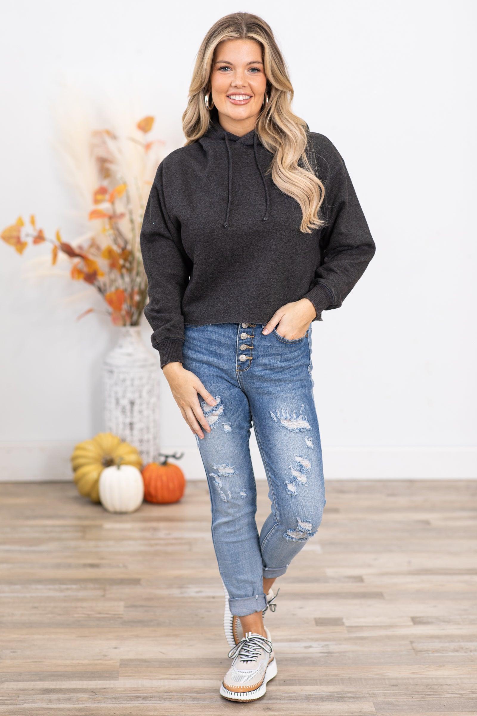 Charcoal Washed Dolman Sleeve Hoodie Product Image