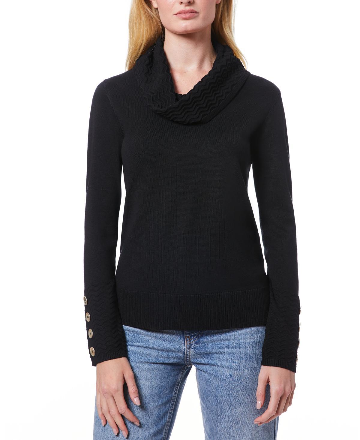 Melissa Paige Womens Chevron-Trimmed Cowl-Neck Sweater, Regular & Petites Product Image