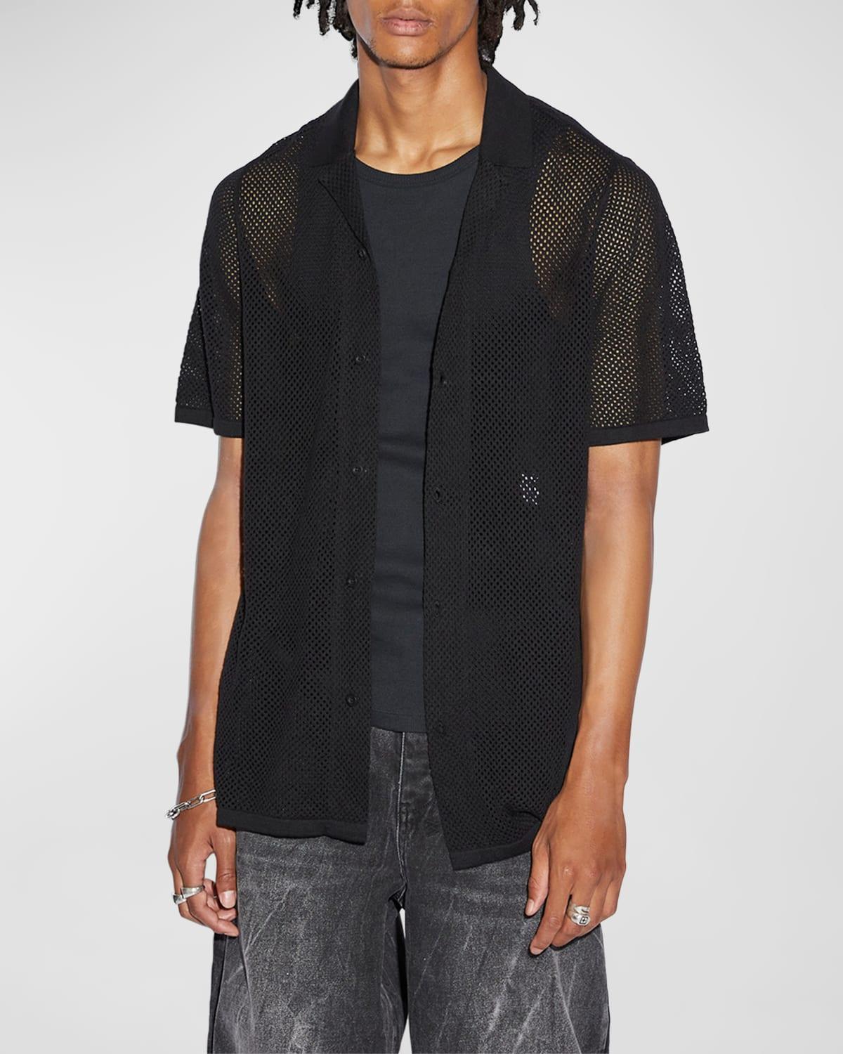 Mens Net Worth Mesh Cotton Camp Shirt Product Image