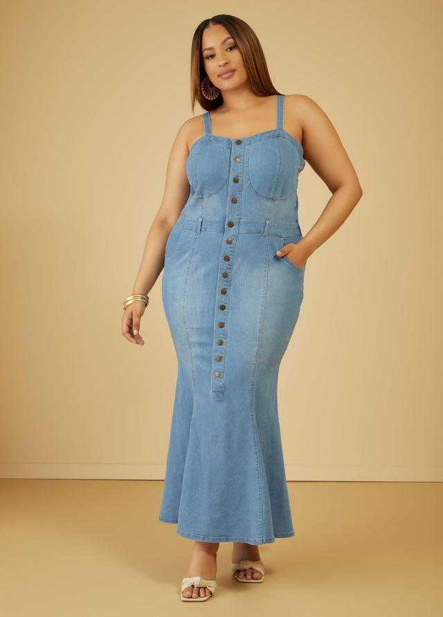 Plus Size Sweetheart Maxi Denim Dress Ashley Stewart Product Image