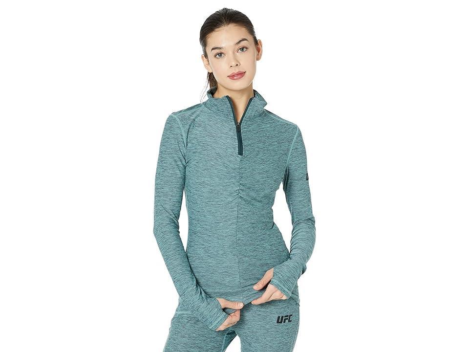 UFC Long Sleeve 1/4 Zip Pullover (Slate Green) Women's Clothing Product Image