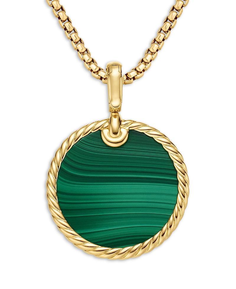 David Yurman Small Cable Disc Amulet in 18K Yellow Gold with Malachite Product Image