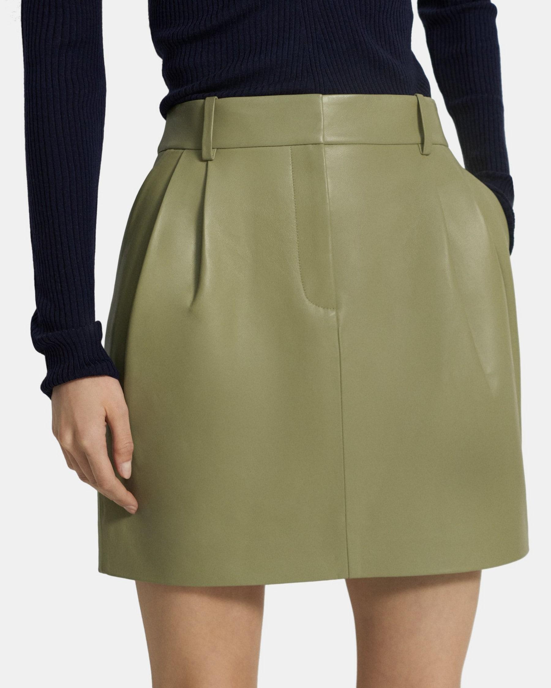 Pleat Mini Skirt in Leather Product Image