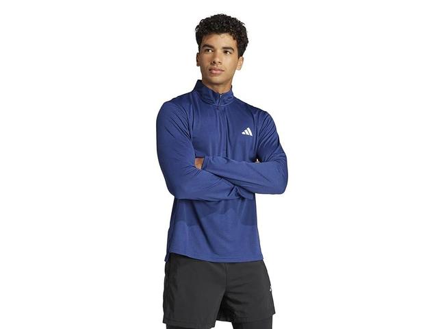 adidas Training Essentials 1/4 Zip Sweatshirt (Dark ) Men's Clothing Product Image